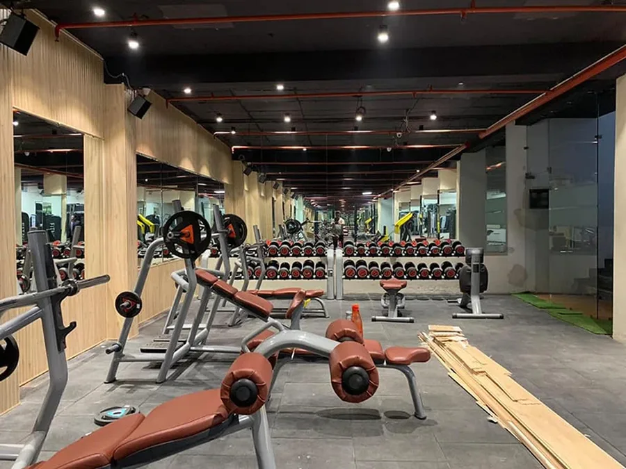 Gym equipment floor at Godrej Plots Coimbatore clubhouse