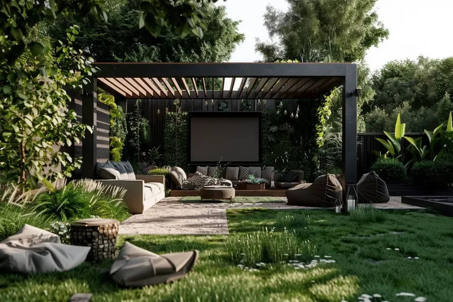 Outdoor lounge and screening deck at Godrej Plots Coimbatore