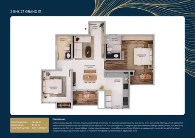 Illustrative 2 BHK unit plan, Northern Lights
