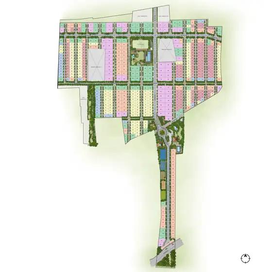 Sumadhura Panorama master plan showing plots, roads, parks and clubhouse
