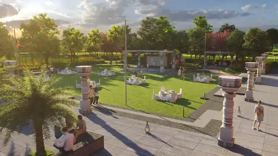 Heritage entrance archway inspired by South Indian temple architecture